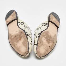 Gucci Cream/Black Leather Ghost Princetown Flat Mules Size 39