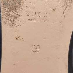 Gucci Cream/Black Leather Ghost Princetown Flat Mules Size 39