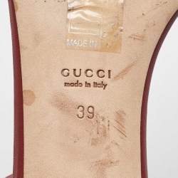 Pre Owned Gucci Red Leather Horsebit Ankle Strap Sandals Size 39