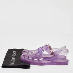 مملوكة مسبقًا Gucci Purple Jelly GG Logo Embossed Fisherman Flat Sandals Size 39