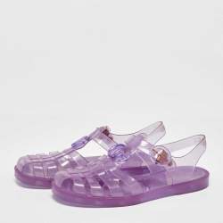 مملوكة مسبقًا Gucci Purple Jelly GG Logo Embossed Fisherman Flat Sandals Size 39