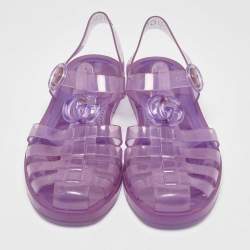مملوكة مسبقًا Gucci Purple Jelly GG Logo Embossed Fisherman Flat Sandals Size 39