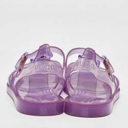 مملوكة مسبقًا Gucci Purple Jelly GG Logo Embossed Fisherman Flat Sandals Size 39