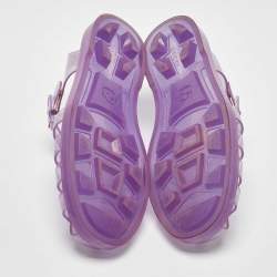 مملوكة مسبقًا Gucci Purple Jelly GG Logo Embossed Fisherman Flat Sandals Size 39