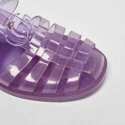 مملوكة مسبقًا Gucci Purple Jelly GG Logo Embossed Fisherman Flat Sandals Size 39