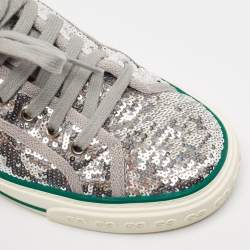 Gucci Silver Sequins Tennis 1977 Lace Up Sneakers Size 39