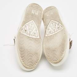 Pre Owned Gucci White Leather Ace Bow Patch Sneakers Size 38.5