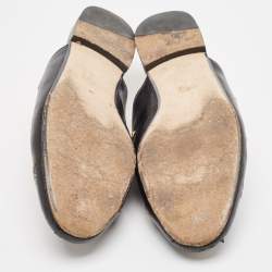 Gucci Black Leather  Bee And Star Embroidered Princetown Mules Size 41