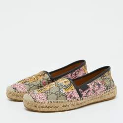 Gucci Multicolor Bengal Tiger Print GG Supreme Canvas Pilar Espadrille Flats Size 36