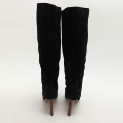 Gucci Black Suede Calf Length Boots Size 40