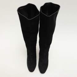 Gucci Black Suede Calf Length Boots Size 40