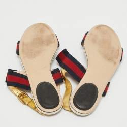Gucci Multicolor Canvas Slingback Sandals Size 38