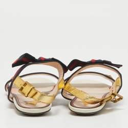 Gucci Multicolor Canvas Slingback Sandals Size 38