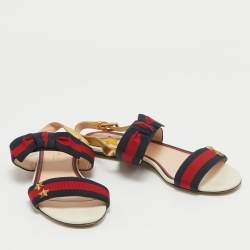 Gucci Multicolor Canvas Slingback Sandals Size 38