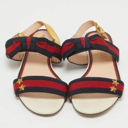 Gucci Multicolor Canvas Slingback Sandals Size 38