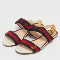 Gucci Multicolor Canvas Slingback Sandals Size 38