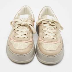 مملوكة مسبقًا Gucci Multicolor Canvas and Leather GG Lace Up Sneakers Size 38