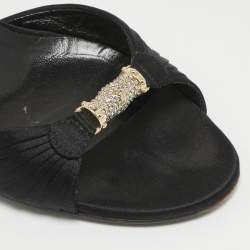 Gucci Black Satin Crystal Embellished Ankle Strap Sandals Size 38