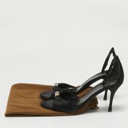 Gucci Black Satin Crystal Embellished Ankle Strap Sandals Size 38