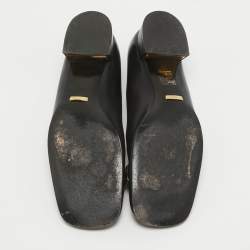 Pre Owned Gucci Black Leather Horsebit Ballet Flats Size 37.5