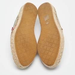 Pre Owned Gucci Beige/Brown GG Supreme Canvas Tian Print Espadrille Flats Size 37.5