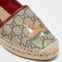 Pre Owned Gucci Beige/Brown GG Supreme Canvas Tian Print Espadrille Flats Size 37.5
