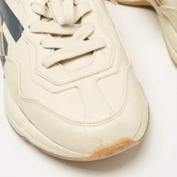 Gucci Cream Leather Rhyton Low Top Sneakers Size 38