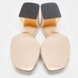 Pre Owned Gucci Cream Leather Horsebit Slide Sandals Size 39.5