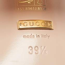 Pre Owned Gucci Cream Leather Horsebit Slide Sandals Size 39.5