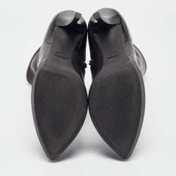 Gucci Black Leather Wimbledon Platform Ankle Boots Size 38.5