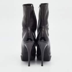 Gucci Black Leather Wimbledon Platform Ankle Boots Size 38.5