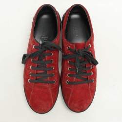 Gucci Red Suede Low Top Sneakers Size 38