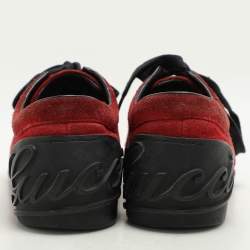 Gucci Red Suede Low Top Sneakers Size 38