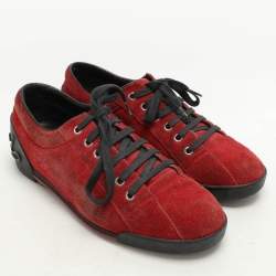 Gucci Red Suede Low Top Sneakers Size 38