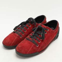 Gucci Red Suede Low Top Sneakers Size 38