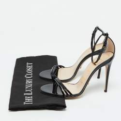 Gucci Black Patent Leather Ilse Ankle Strap Sandals Size 36.5