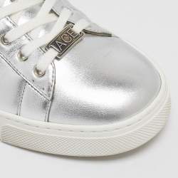 Gucci Silver Leather Web Ace Sneakers Size 37.5
