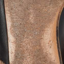 Pre Owned Gucci Black Leather and Fur Tiger Embroidered Princetown Mules Size 41