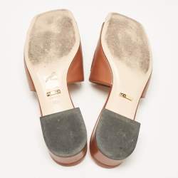 Gucci Brown Leather Zumi Slide Sandals Size 40.5