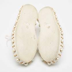Gucci White Leather Studded and Pearl Embellished Ace Sneakers Size 40