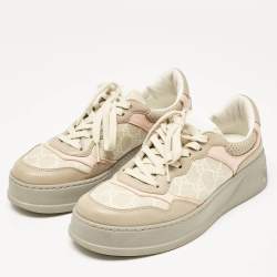 Gucci Multicolor Leather and GG Supreme Canvas Chunky B Sneakers Size 39
