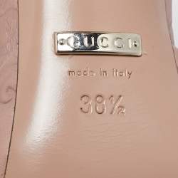 Gucci Pale Pink Guccissima Leather Horsebit Open Toe Mules Size 38.5
