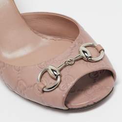Gucci Pale Pink Guccissima Leather Horsebit Open Toe Mules Size 38.5