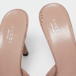 Gucci Pale Pink Guccissima Leather Horsebit Open Toe Mules Size 38.5
