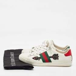 Gucci White Leather Arrow Embellished Ace Low Top Sneakers Size 39