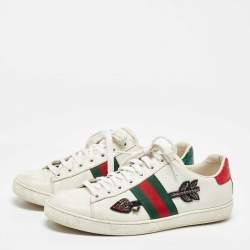 Gucci White Leather Arrow Embellished Ace Low Top Sneakers Size 39