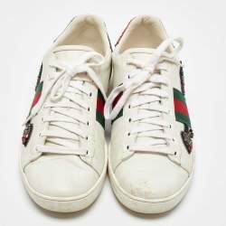 Gucci White Leather Arrow Embellished Ace Low Top Sneakers Size 39