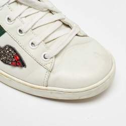 Gucci White Leather Arrow Embellished Ace Low Top Sneakers Size 39