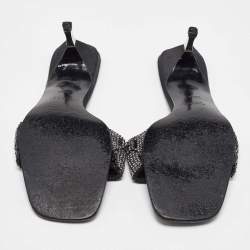 Gucci Black Fabric Crystal Embellished Slide Sandals Size 38.5