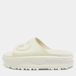 Pre Owned Gucci Cream Rubber GG Flat Sandals Size 36